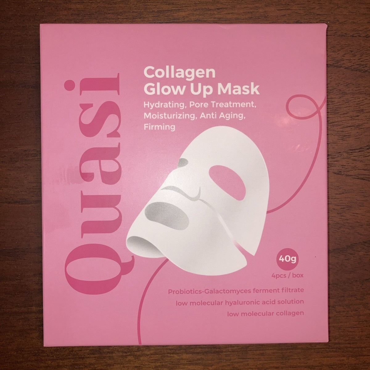 QUASI Collagen Glow Up Face Mask – Premium Hydrating Sheet Masks, 4 Pieces per Box