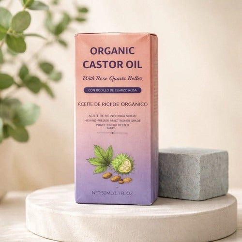 Queen of the Thrones Organic Golden Castor Oil Roll-On with Rose Quartz Roller, 1.7 oz (50ml) – 100% Pure USDA Organic Oil