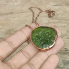 Moldavite Gemstone Electroformed Copper Pendant 1.65" – Handmade Jewelry for Women