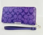 NWT Coach C4452 Signature Zip Around Long Wallet Purple Wrist Strap