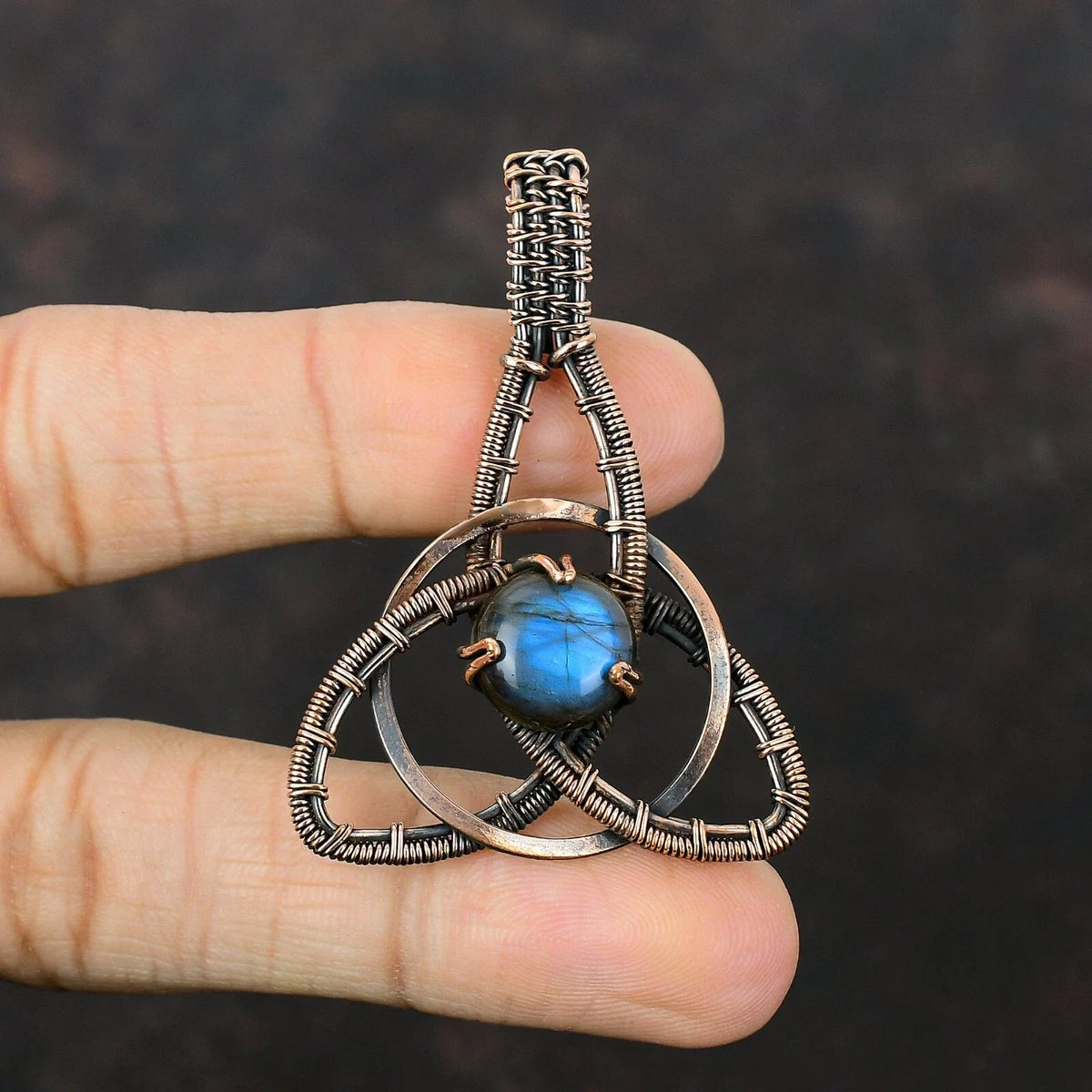 Labradorite Gemstone Wire Wrapped Star Pendant 2.2" – Handmade Copper Jewelry Gift