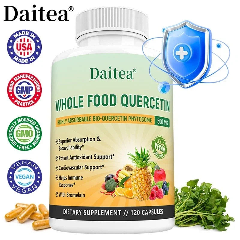 Quercetin 500mg With Bromelain - Natural Immune supplement, 120 Capsules
