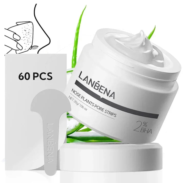 LANBENA 2.0 Blackhead Nose Plants Pore Strips(1.03 Oz), 60pcs Nose Strips for Bl