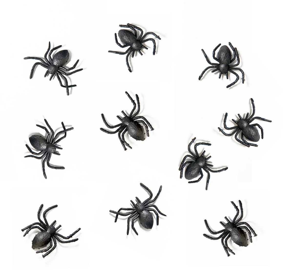 10 Pack Black Plastic Spider Decorations – 3 × 3 cm Halloween & Carnival Party Decor
