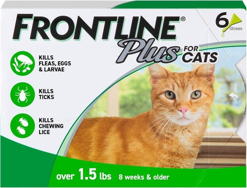 FRONTLINE Plus for Cats 6 Treatments Flea Tick Control Over 1.5 lbs