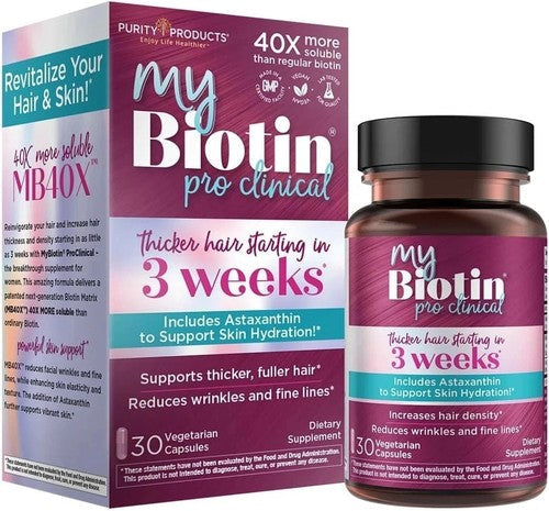 Purity Products MyBiotin ProClinical Thicker Hair Supplement 30 Capsules