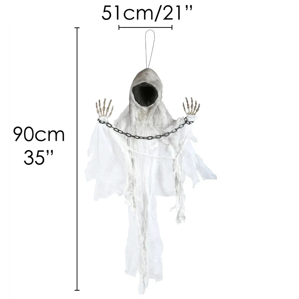 Giant Faceless Ghost Halloween Prop – Illuminated, Moving & Sound Activated Decoration