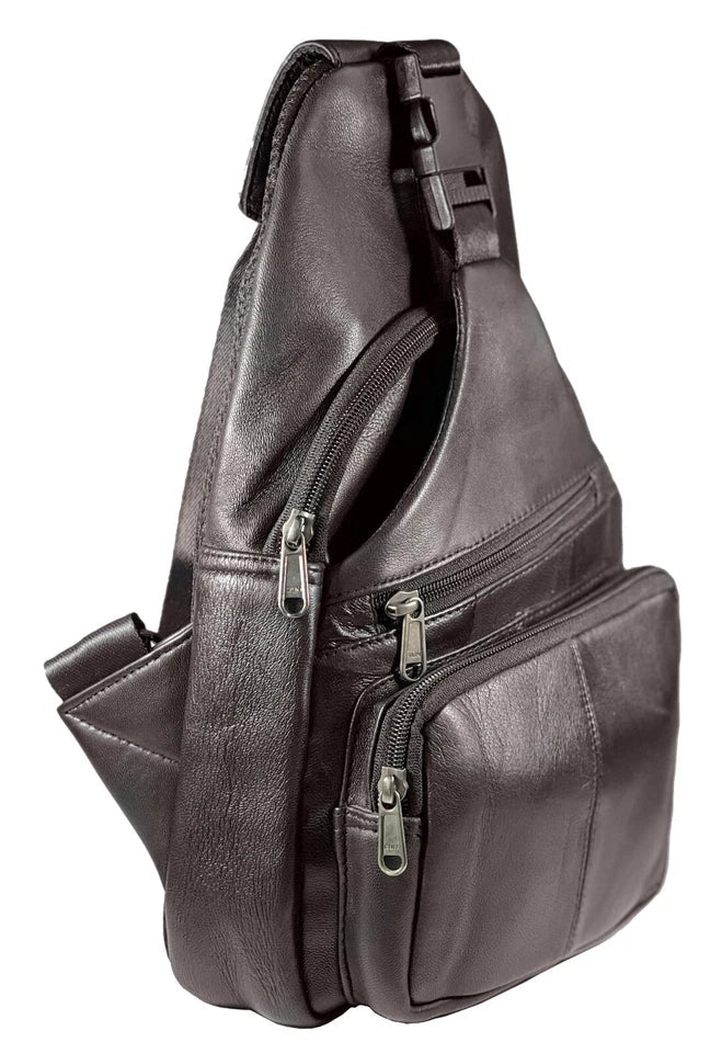 Men's Genuine Leather Sling Backpack – Crossbody Chest & Shoulder Bag for Travel