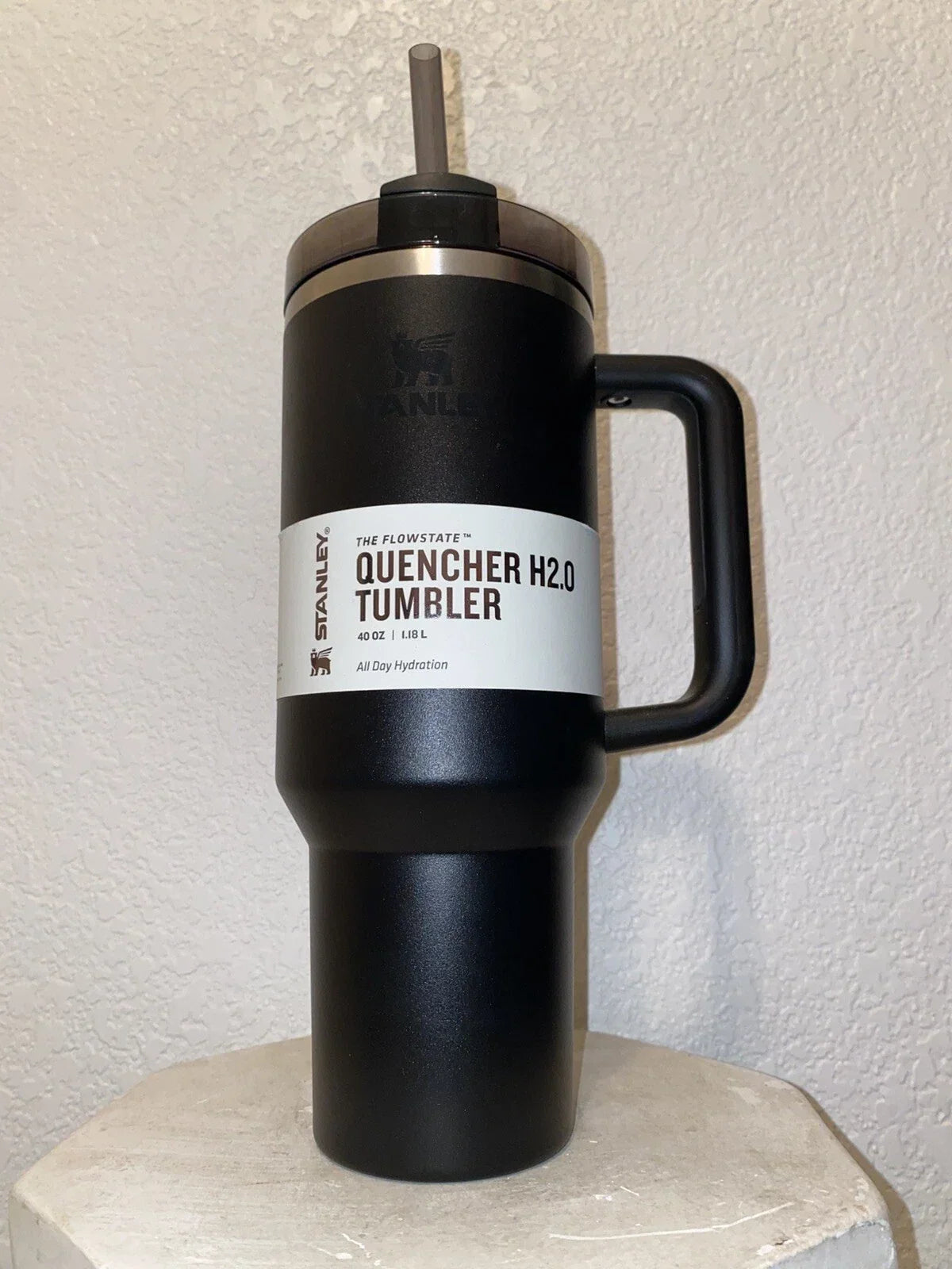 Stanley Quencher H2.0 FlowState Tumbler 40oz Black Stainless Steel Cup