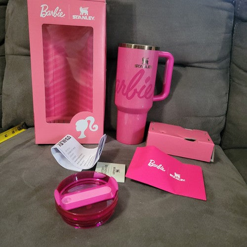 Stanley x Barbie Pink Sparkle Quencher H2.0 Tumbler 40oz Lid Straw New