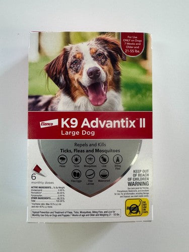 K9 Advantix II for Large Dogs 21-55 lbs Flea Tick Mosquito Prevention 6 Doses